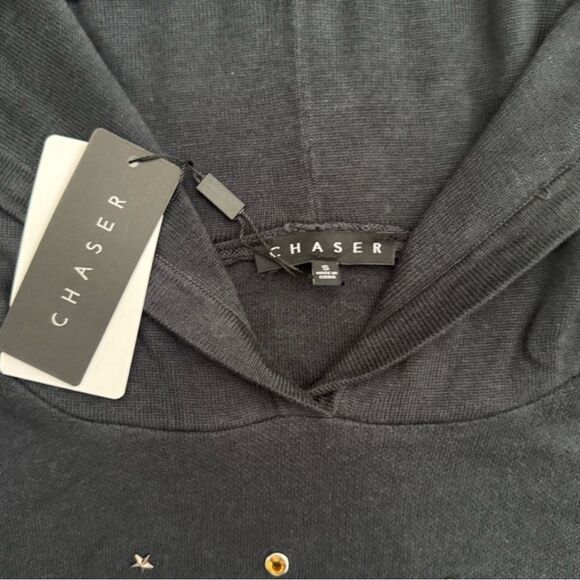 Chaser All Over Jeweled Oversized Hoodie Jeweled Accents Licorice Black Small - Picture 5 of 7